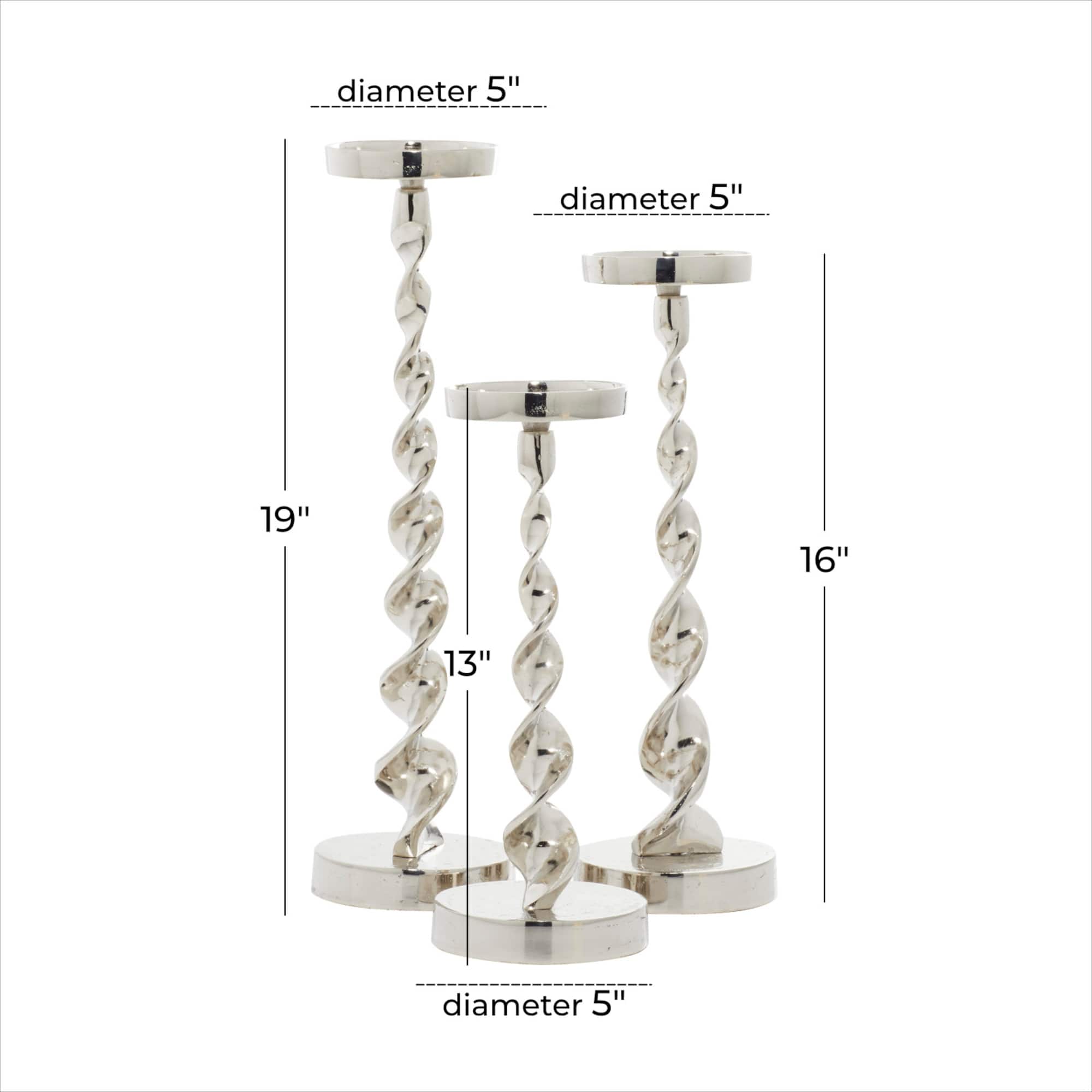 Silver Aluminum Candle Holder Set
